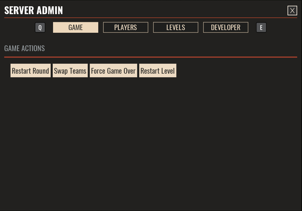 A view of the admin menu for Insurgency: Sandstorm