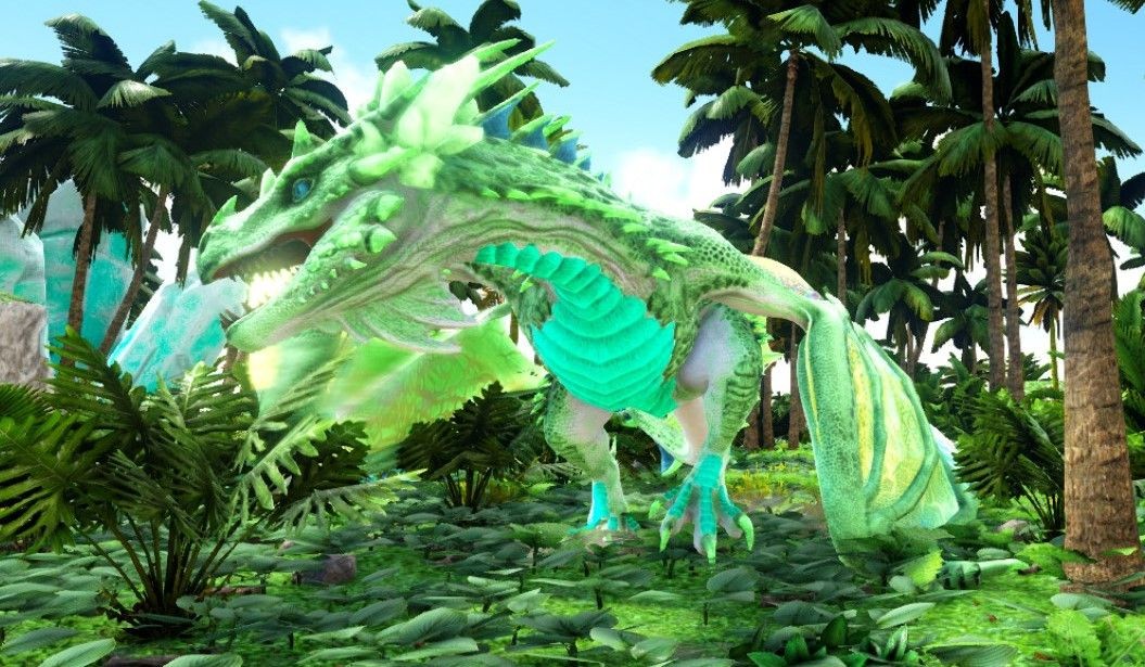 a view of a crystal wyvern in ARK survival evolved