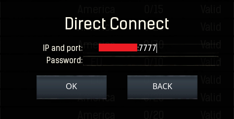 Enter the IP Address in the Direct Connect Window