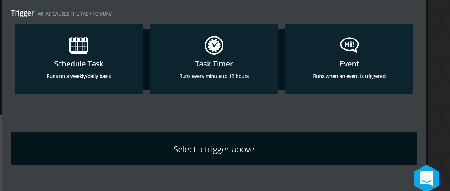 A view of the triggers for automated tasks on the Nodecraft control panel