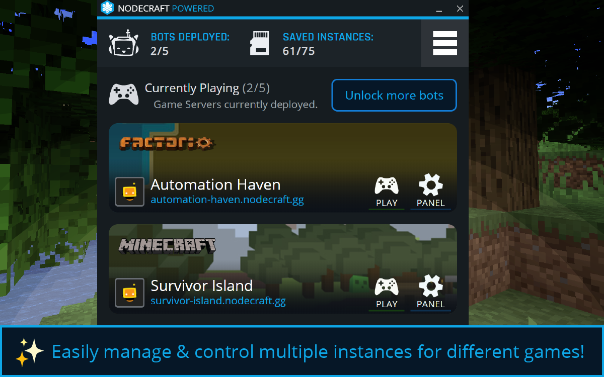 Easily manage & control multiple instances for different games!