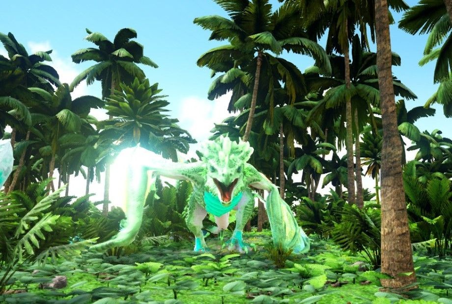 a view of a crystal wyvern charging at player