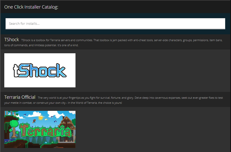 Terraria One Click Installer Catalog