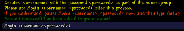 An example image of TShock's login command