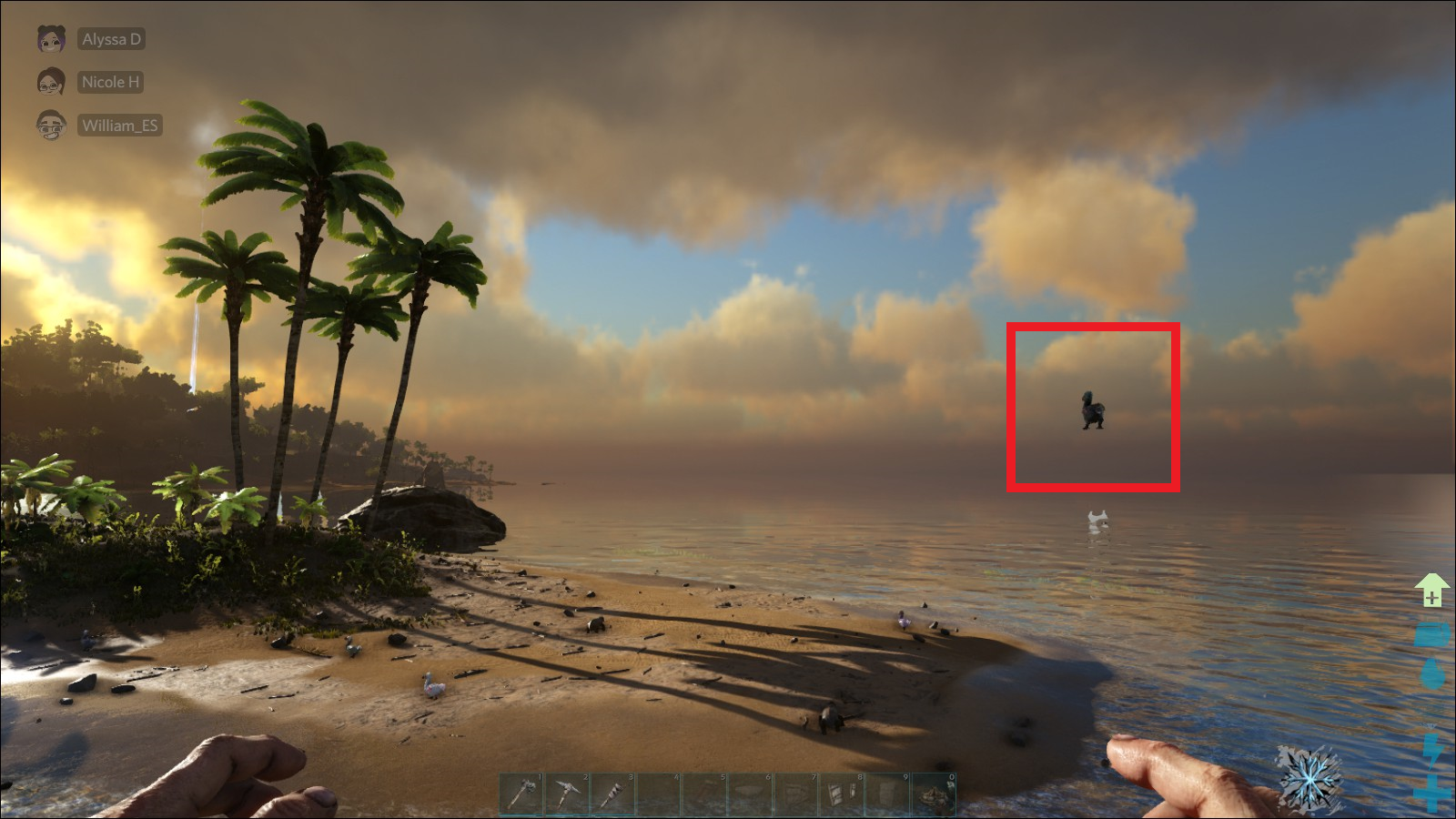 A view of a dodo being spawned into the game ARK: Survival Evolved, with a y-offset