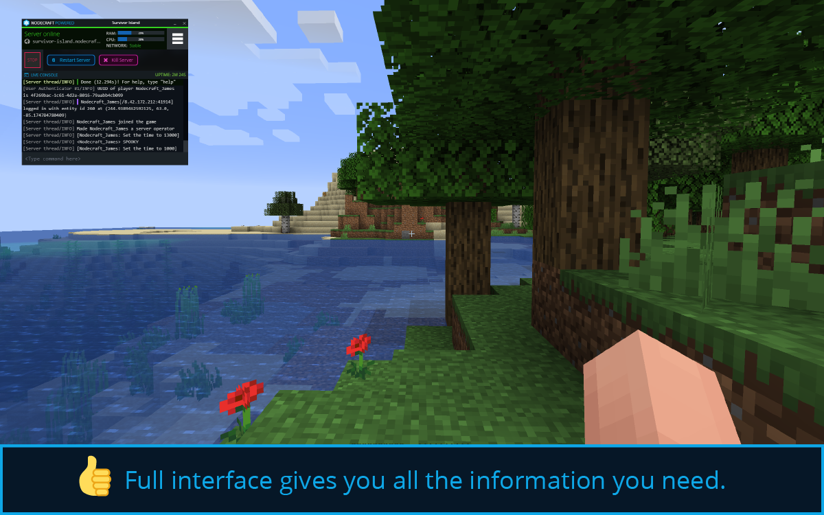 Full interface gives you all the information you need.