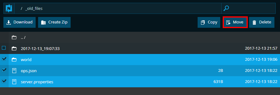 File Manager old files move